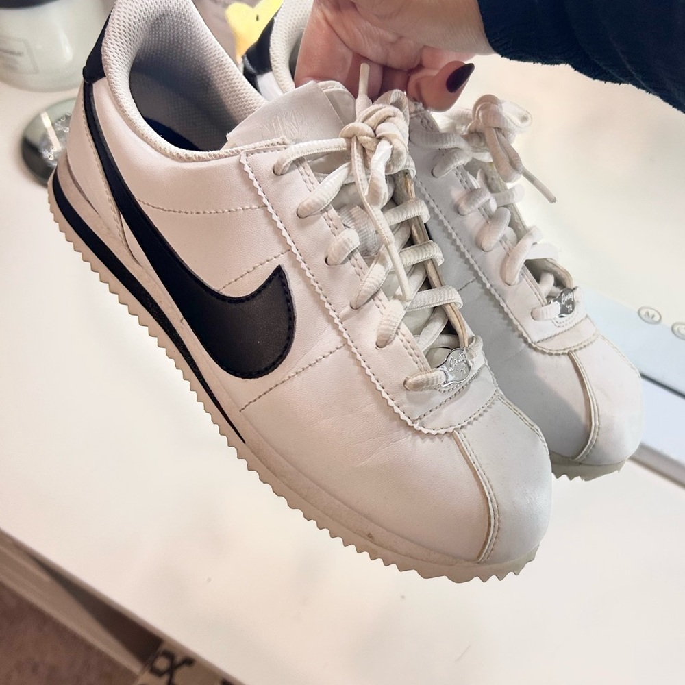 White and Black Nike Cortez Sz. 5 Y